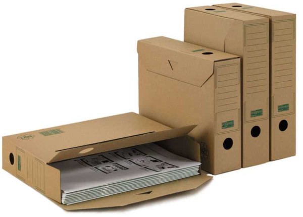 Archivboxen "Premium 65" mit Automatikboden, braun, 315 x 65 x 233 mm (DIN A4+)