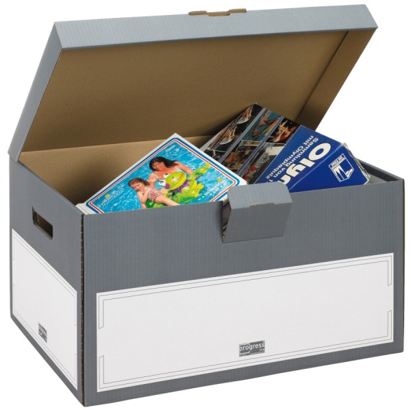 Archivboxen mit Klappdeckel "Select" grau 504 x 325 x 305 mm