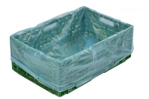 Seitenfaltensäcke für E2 Kisten blau-transparent 600 + 400 x 800 x 0,010 mm