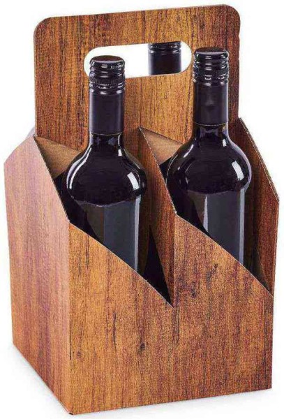Flaschenträger 0,75 l "Holz" 4er Wein/Sekt