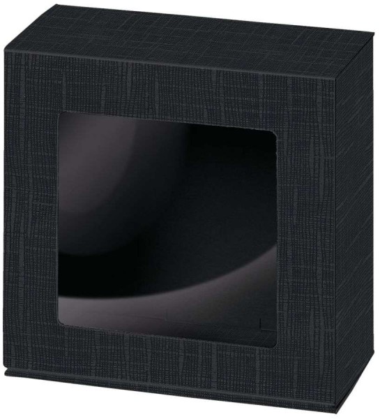 Geschenkbox Allrounder Strukturprägung mit Folienfenster 200 x 200 x 100 mm, schwarz