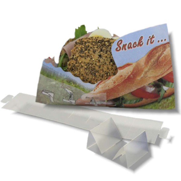 Flachbeutel, Anfasspapier Snackbeutel 18 + 5 x 12 cm (neutraler Druck) (Snack it)